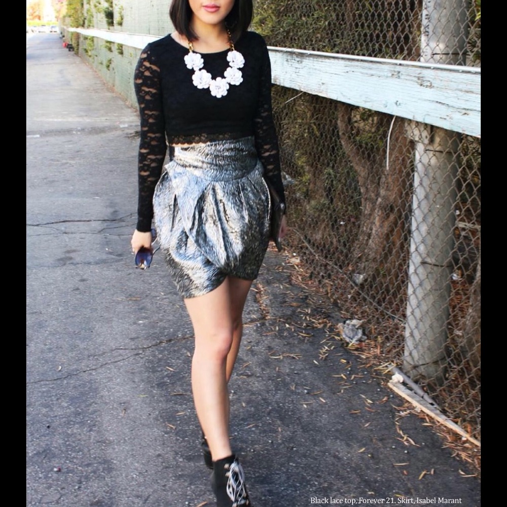 Isabel Marant x H&M silver wrap skirt bubble full