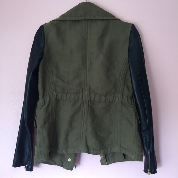 Zara Leather Sleeves Army Anorak - Picture 3 of 4
