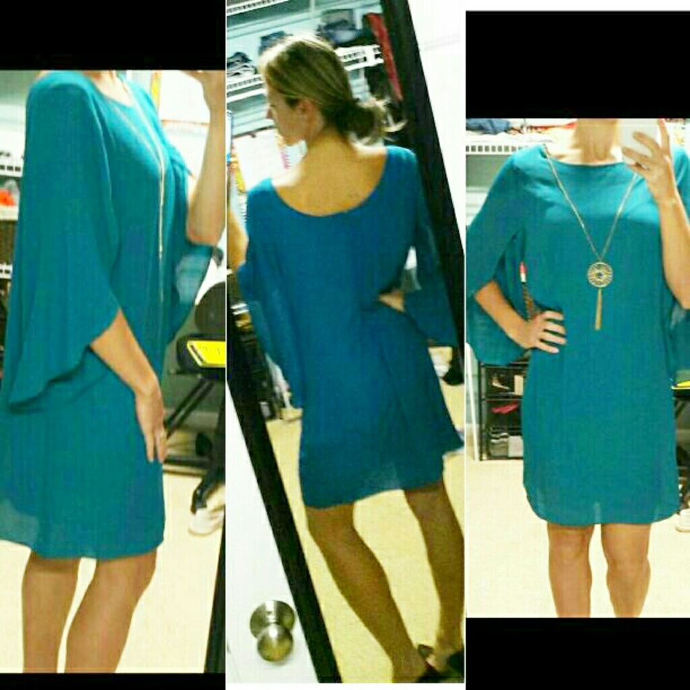 Nwt AB Studio teal tulip sleeve dress