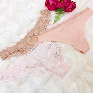 NEW Victoria Secret Nude & Blush Cheekinis & Thong