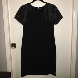 Black Michael Kors Dress With Leather Sleeves
