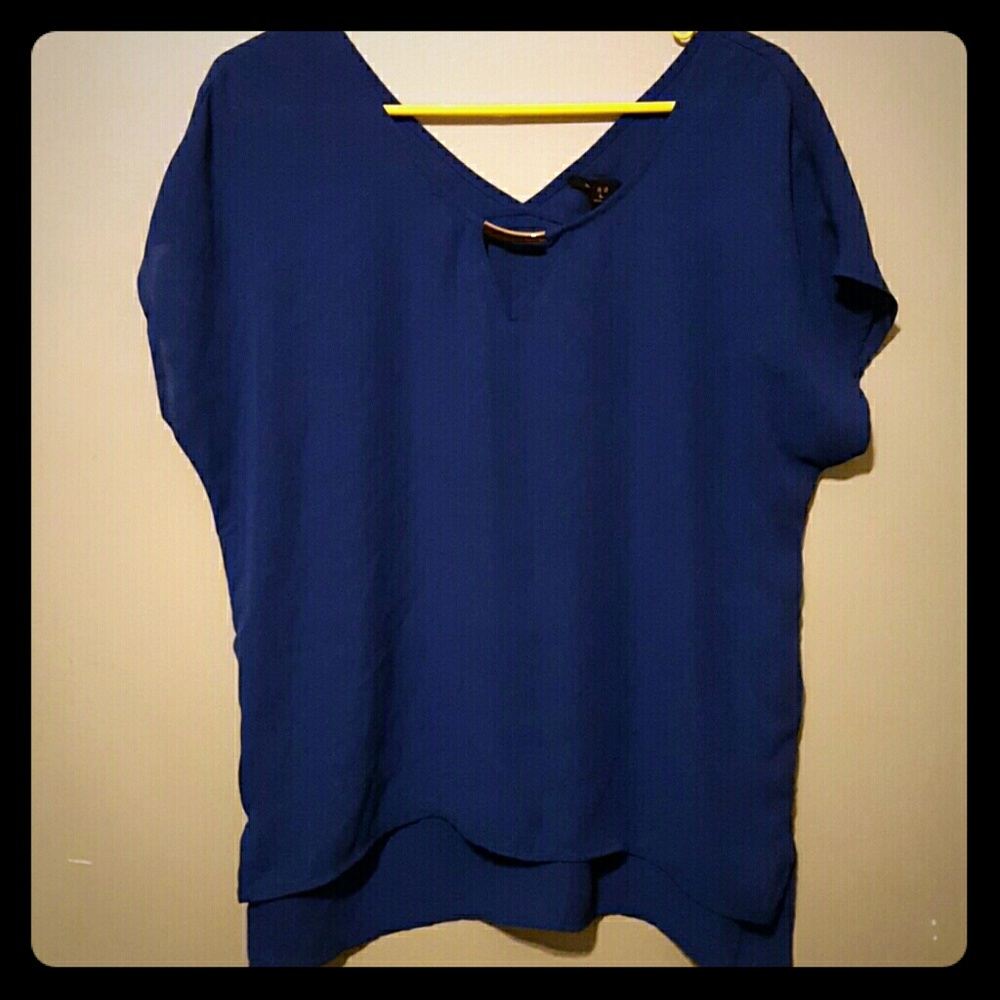 Mine size large sheer blue blouse with gold accent