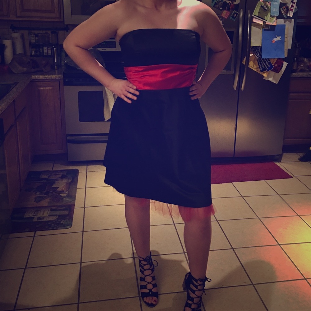 Black and Red satin dress
