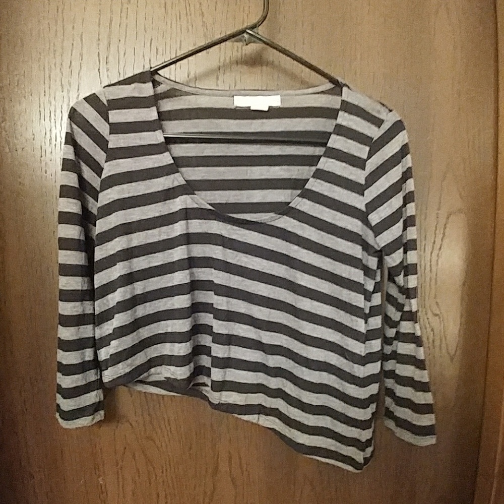Derek Heart Cropped Striped Top