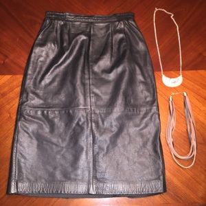 High Waisted Leather Pencil Bodycon Skirt