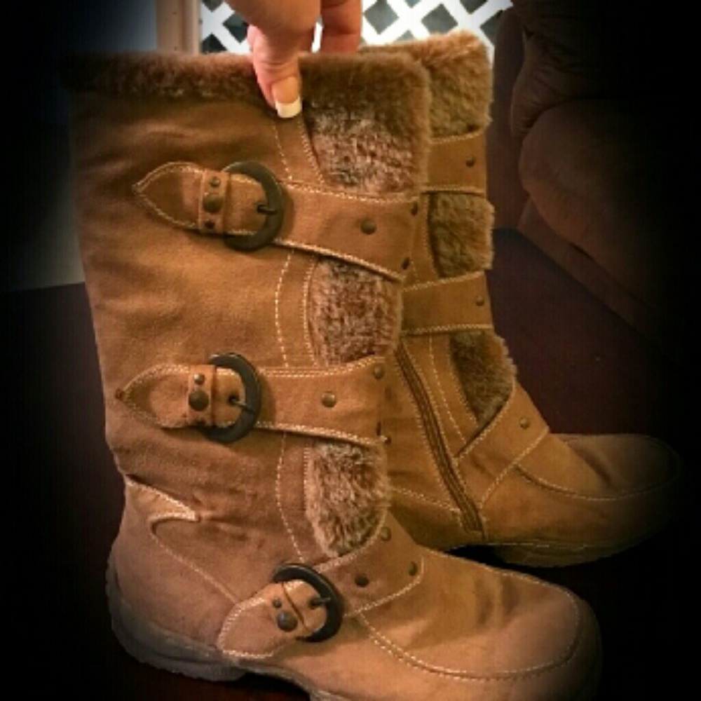 Top Moda faux fur/suede boot *9*