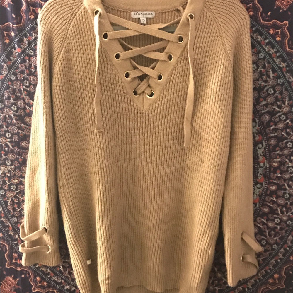 Brown laced up sweater
