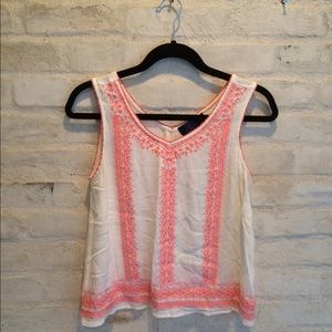 Francesca's Coral Embroidered Tank