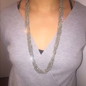 Silver long statement necklace