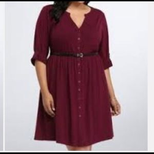 Torrid cotton shirt dress wine colored