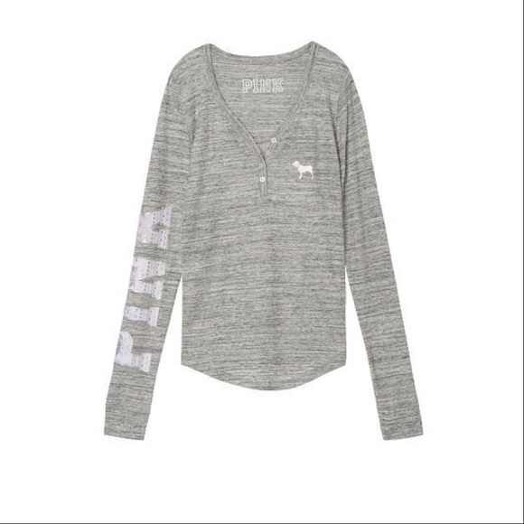 PINK Victoria's Secret Other - 🆕VS PINK Grey Thermal Henley Top