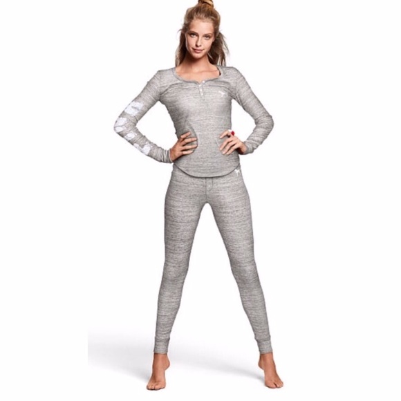 🆕VS PINK Grey Thermal Henley Top - Picture 2 of 6