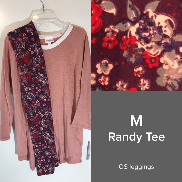 LuLaRoe Tops - Lularoe purple rose leggings & blush pink Randy