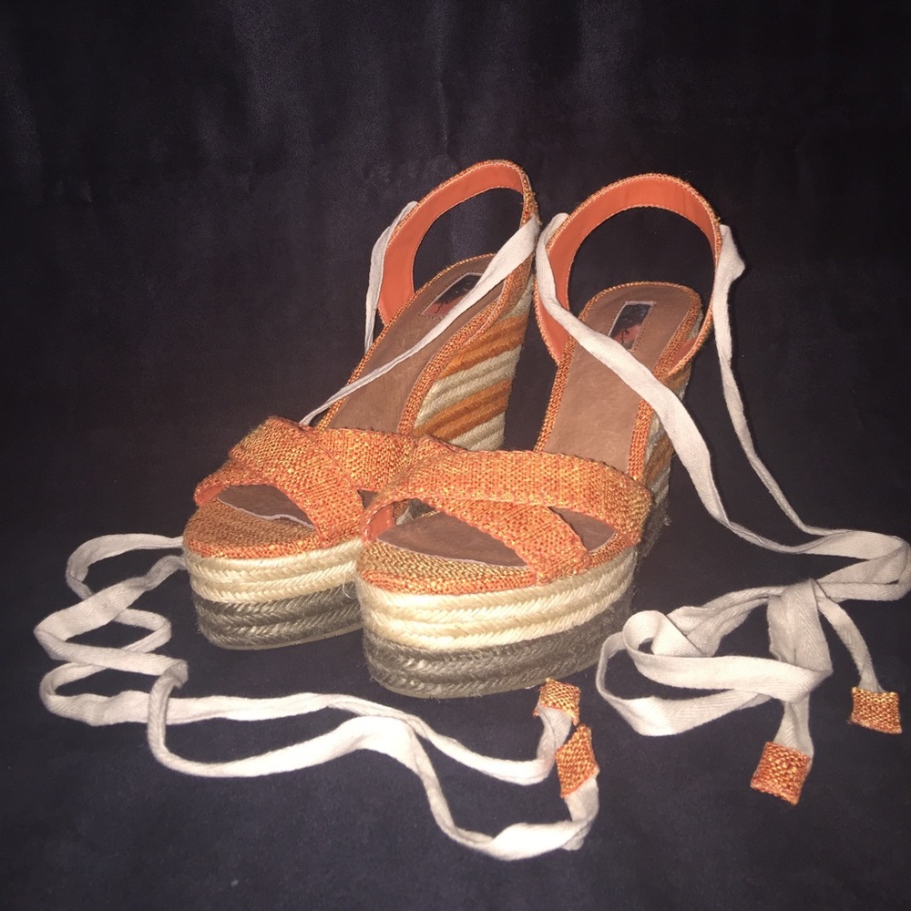 HALOGEN Espadrille Lace-Up Wedge (9.5) NEW