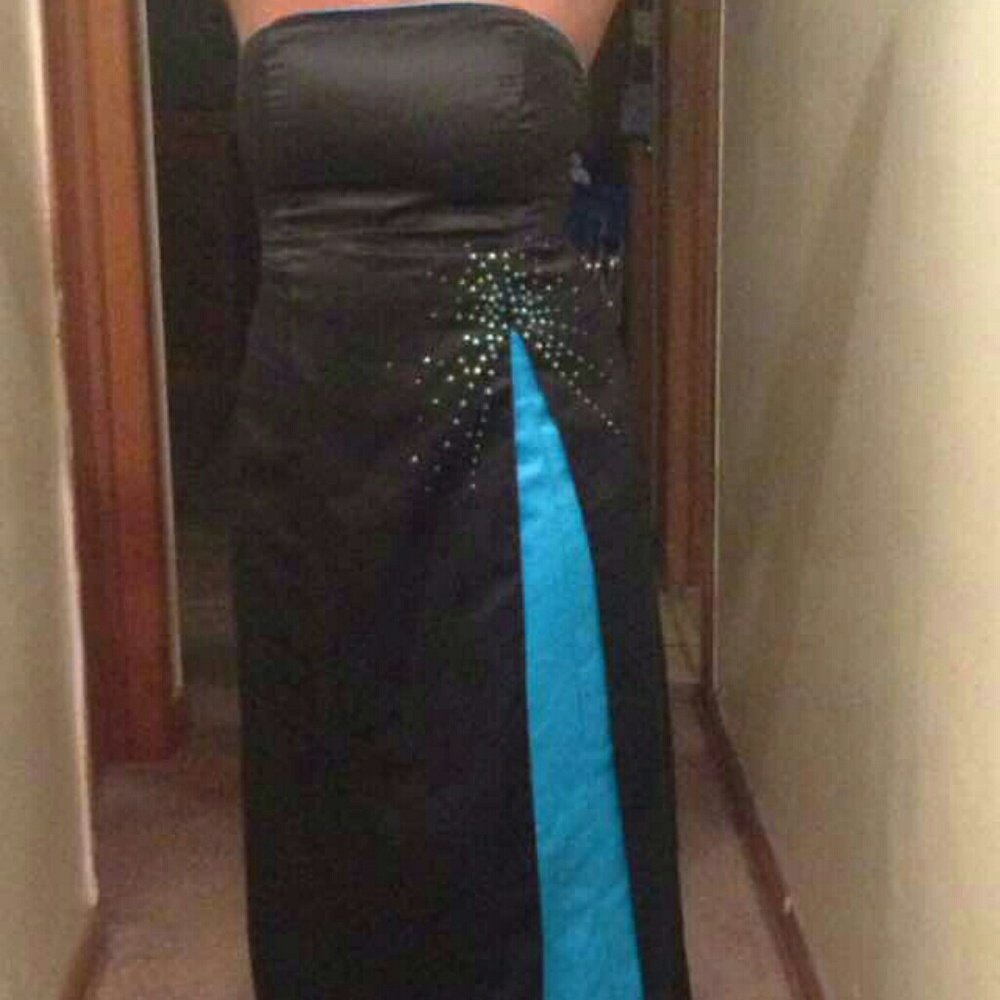 Black and sky blue gown