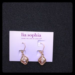 Lia Sophia matte gold drop ear rings