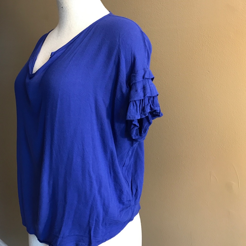 Pursue Rayon Crop Short Ruffle Sleeved Blouse - Picture 3 of 7