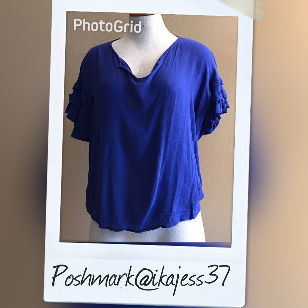 Pursue Rayon Crop Short Ruffle Sleeved Blouse - Picture 2 of 7