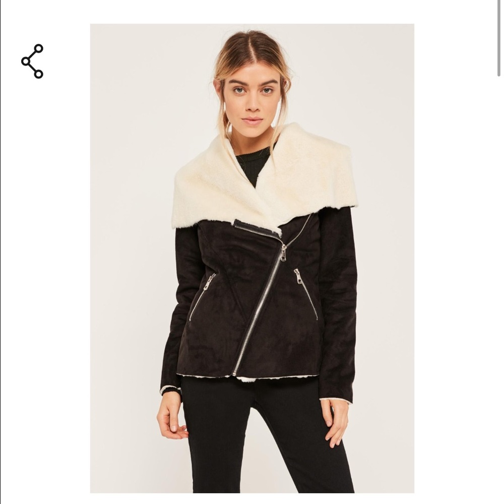 Black faux fur jacket