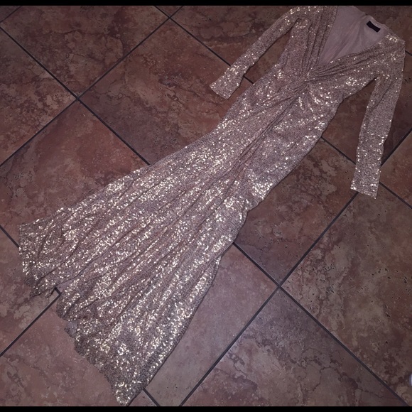 Hot Miami Styles Champagne Sequins Gown - Picture 3 of 4
