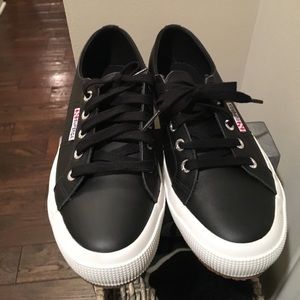 Superga black leather sneakers