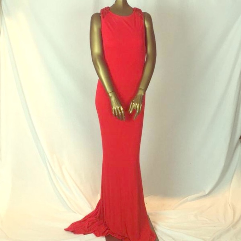 Badgley Mischka long red jersey gown size 6 NWT