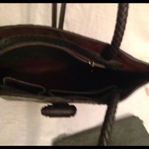 Grey leather handbag