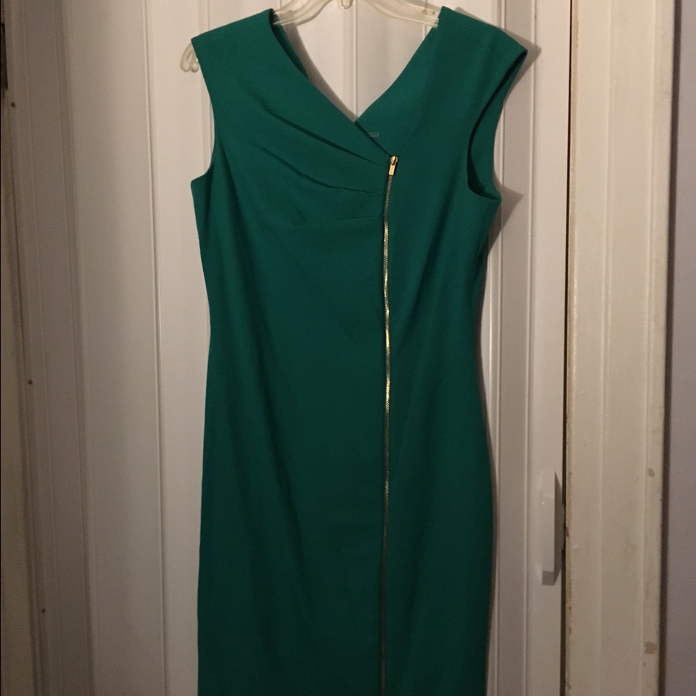 Green Calvin Klein zipper dress