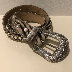 b.b. simon zebra hair & rhinestone belt