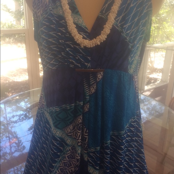 "CHICO'S Tropical Long Floor- Length Dress - Picture 3 of 6