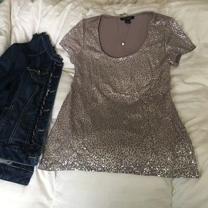 WHBM sparkle tee in grey-purple
