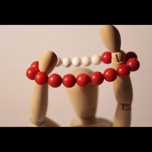 Men's Red Jade with White Howlite Bracelet