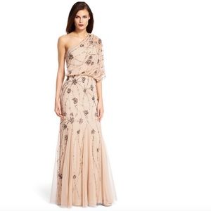 **SOLD** Adrianna Papell Nude Beaded Gown - 10