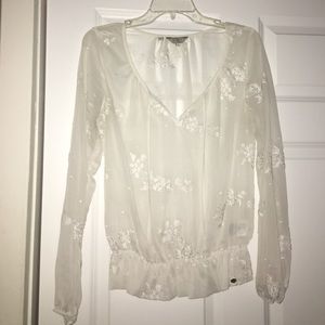 Final Sale***Guess Sheer floral peasant blouse