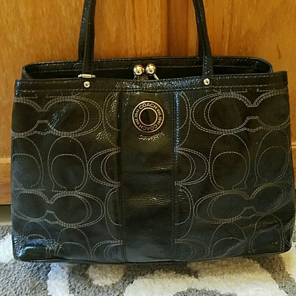 Gently used Coach bag black patten leather.