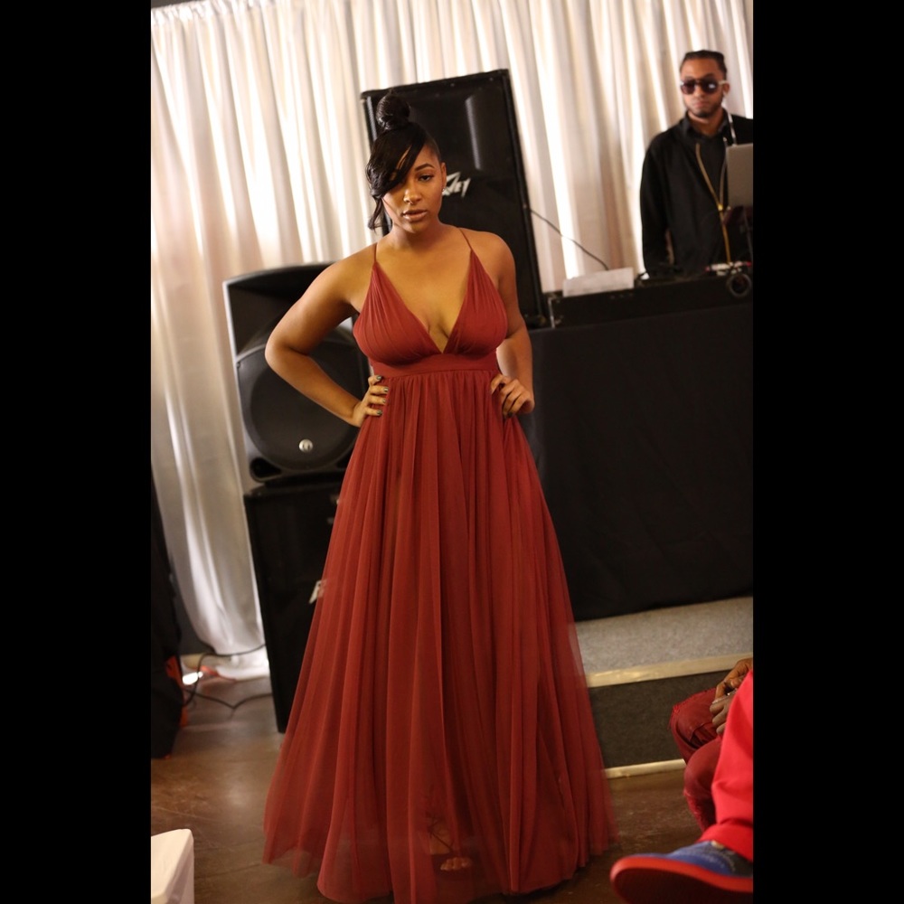 Rose color maxi dress