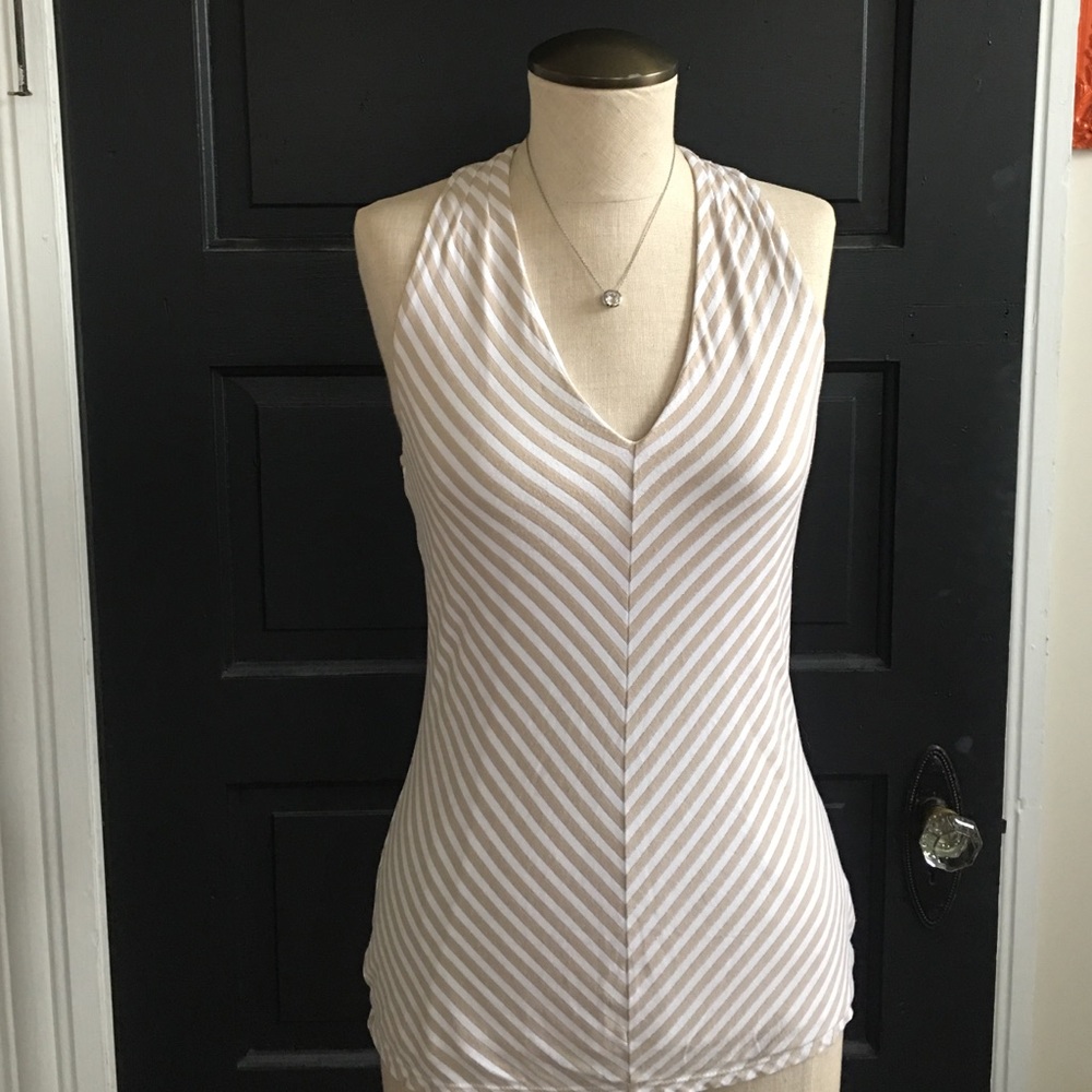 WHBM Top with chevron print in halter style