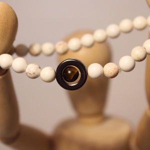 Tiger Eye & Hematite with White Howlite Bracelet