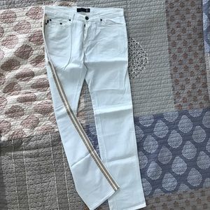 Just Cavalli white jeans with leather details