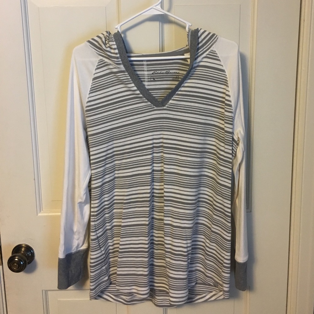 Eddie Bauer striped hoodie size petite L