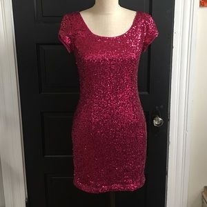 H&M dark pink sequined party dress