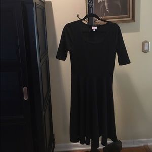 LuLaRoe Solid black textured Nicole Dress Medium