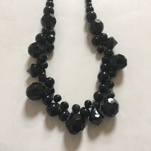 Chunky black beaded necklace long