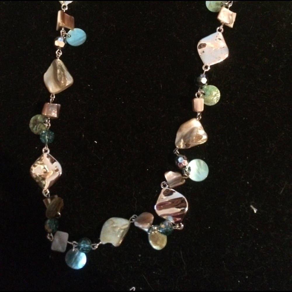 Lia Sophia  Silver and blue long necklace.
