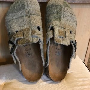 Green plaid Birkenstock clogs-hold for Wendy