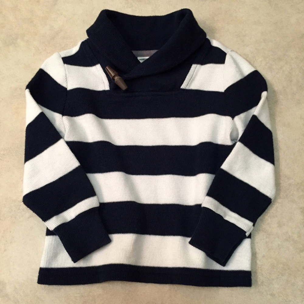 Toddler boys navy & white striped sweater