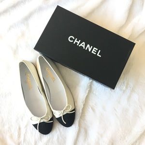 Authentic Chanel CC Cap Flats