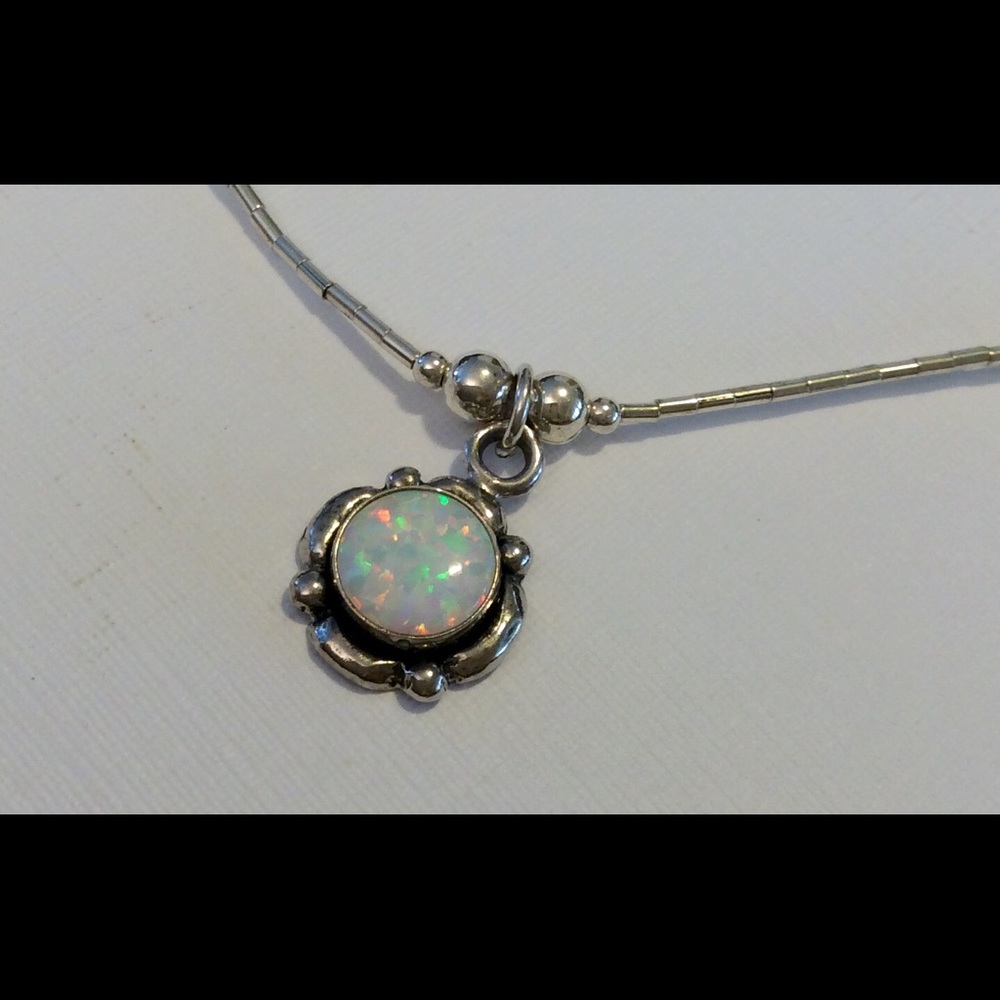 Fiery Opal & Sterling Silver (925) Necklace