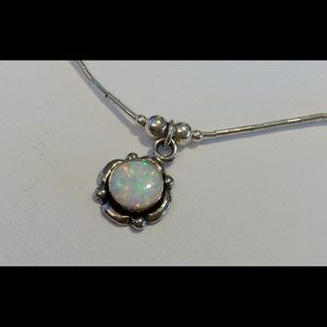 Fiery Opal & Sterling Silver (925) Necklace