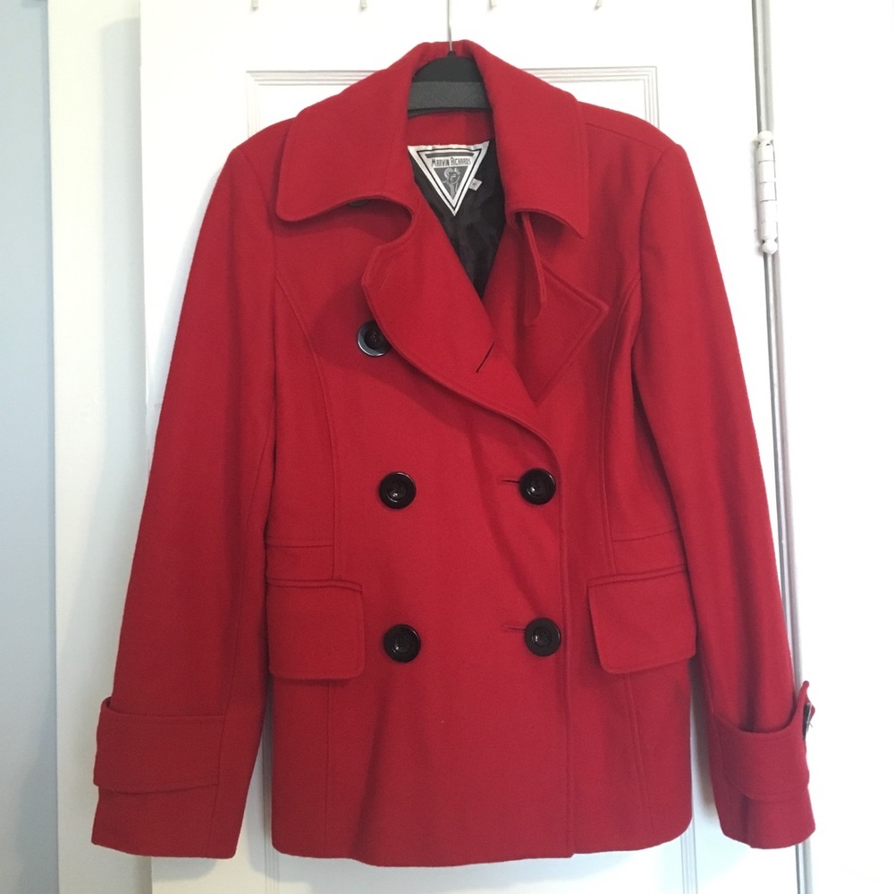 Red wool coat, perfect for cold weather!